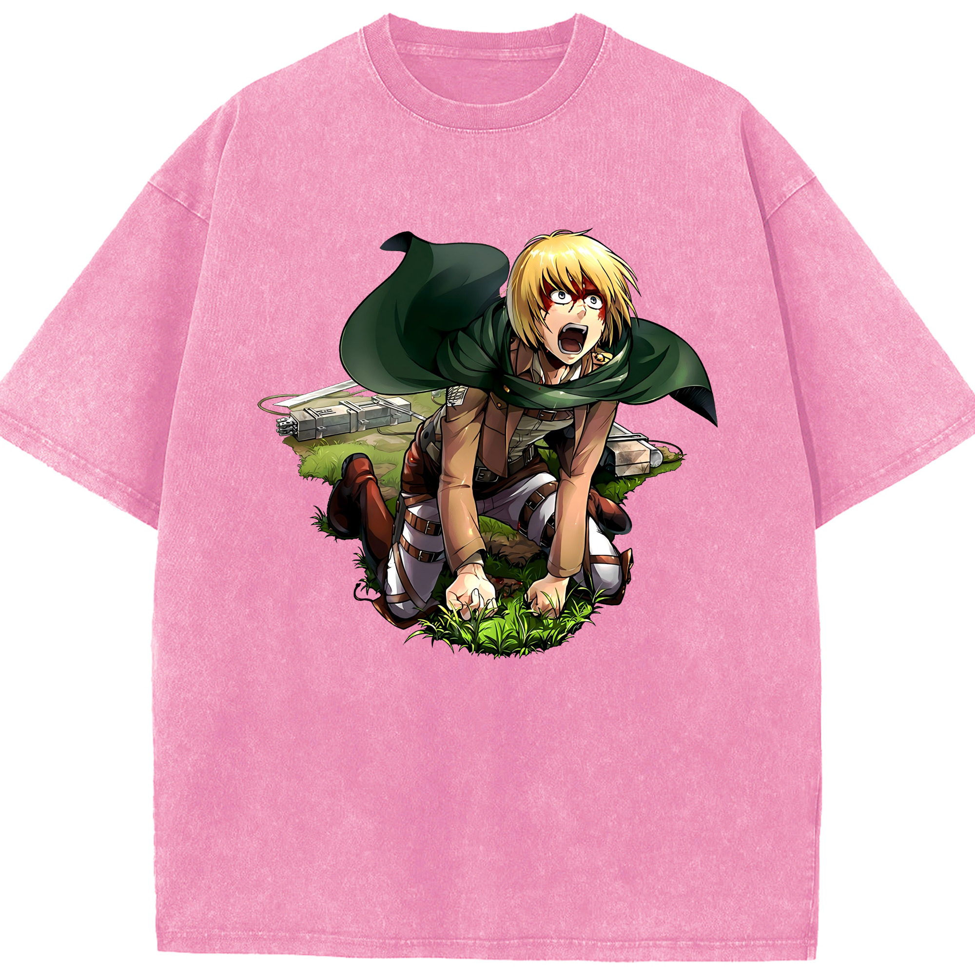 （画像用） 進撃の巨人 アルミン·アルレルト Attack on Titan Armin Arlert 綿100% ヴィンテージ風 半袖Tシャツ（フロントプリント）